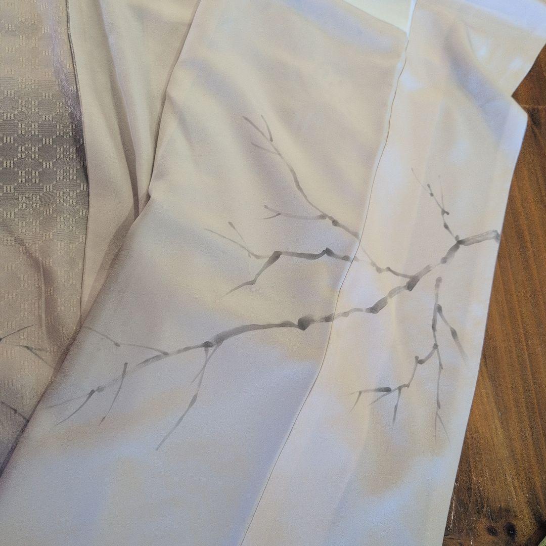 【美品•縁起物】訪問着 木の枝とフクロウ模様