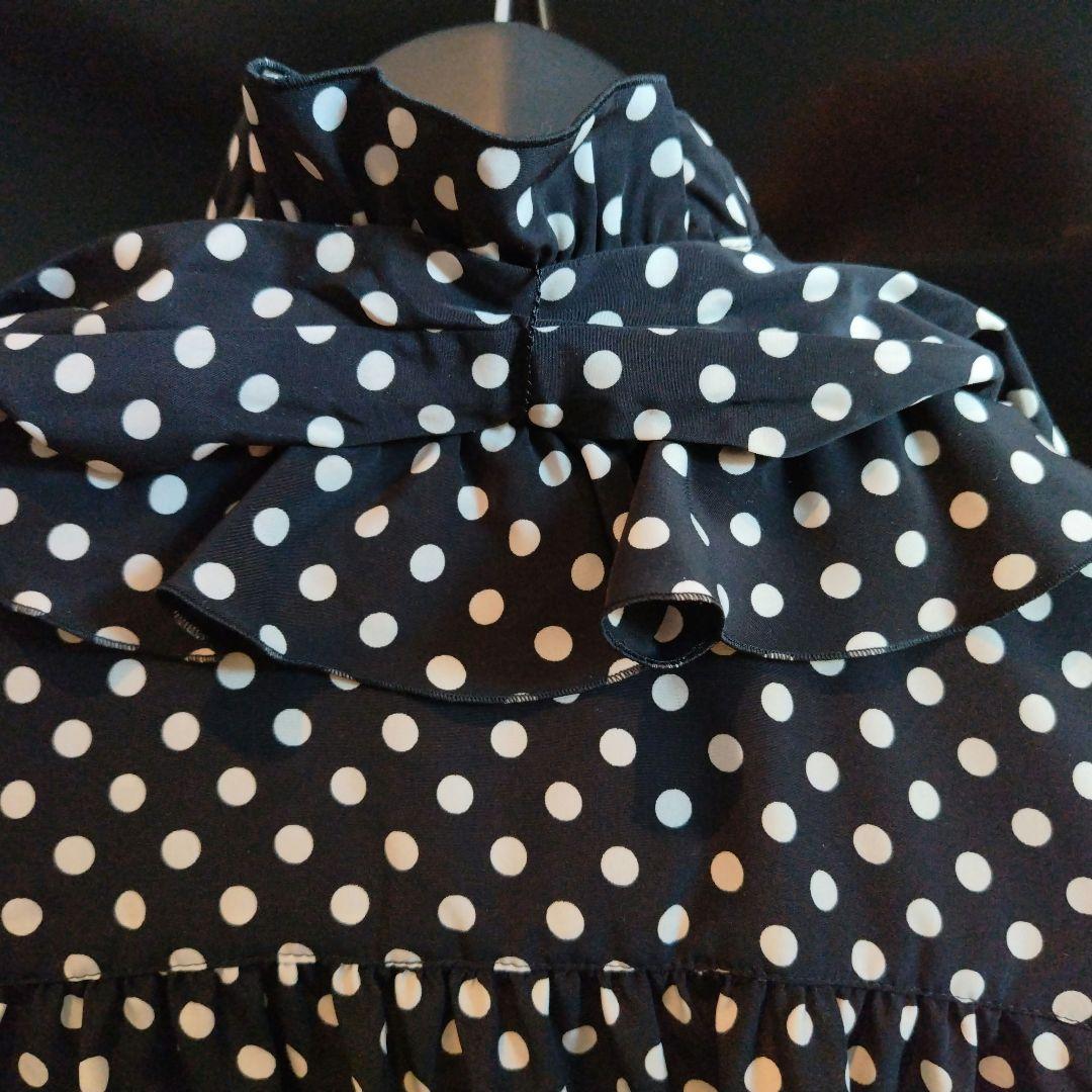 極美品 LOULOU WILLOUGHBY デシンドットフリルボウタイブラウス黒