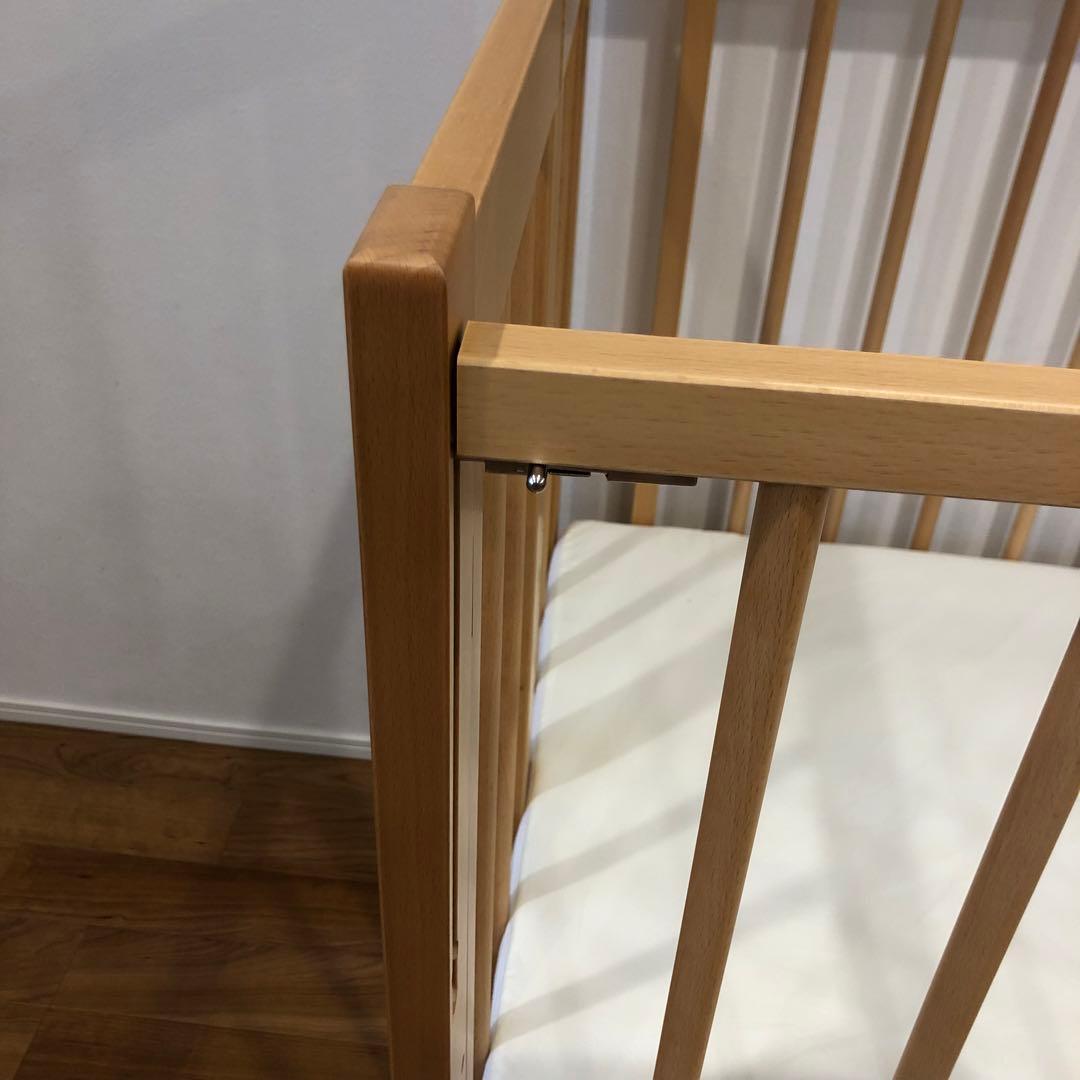 【極美品】石崎家具　cool 木製ベビーベッド キャスター付き