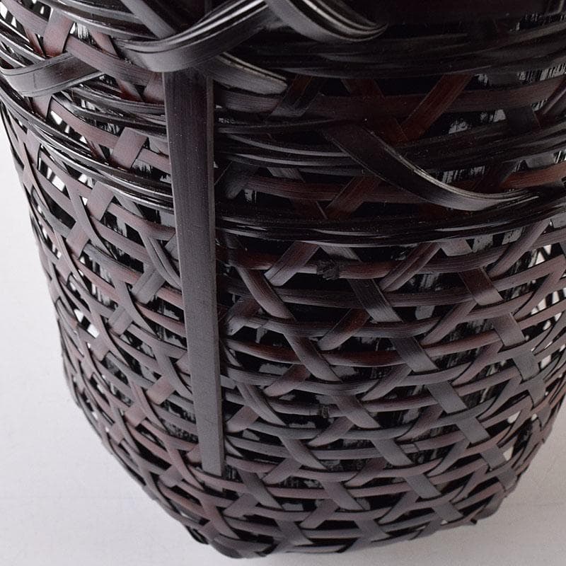 茶道具　伊藤賢一郎作　大和竹縄文花籠　共布共箱　V　R8712H