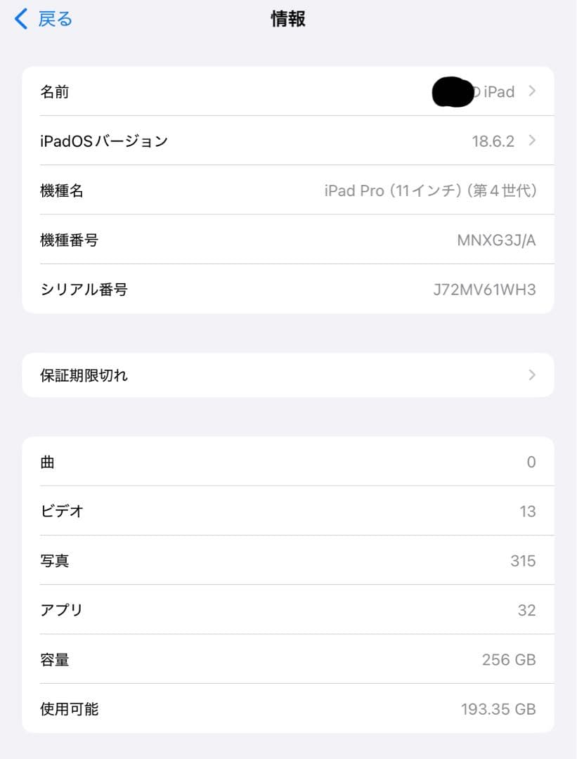 iPad pro 11インチ (第4世代)256GB