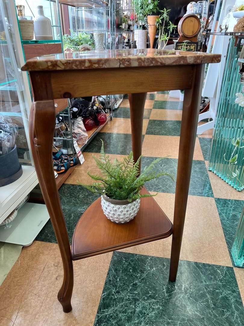 【地域限定無料配送】大理石の天板が美しいイタリア製のコーナーコンソールテーブル