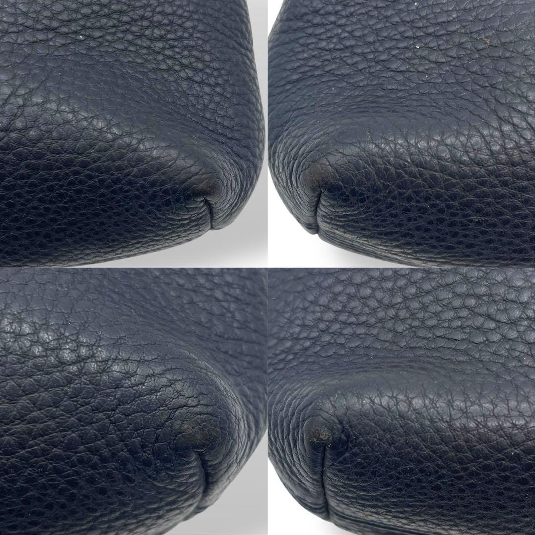 美品✨️コーチ ショルダーバッグ クロスボディ レザー シボ革 紺 ネイビー