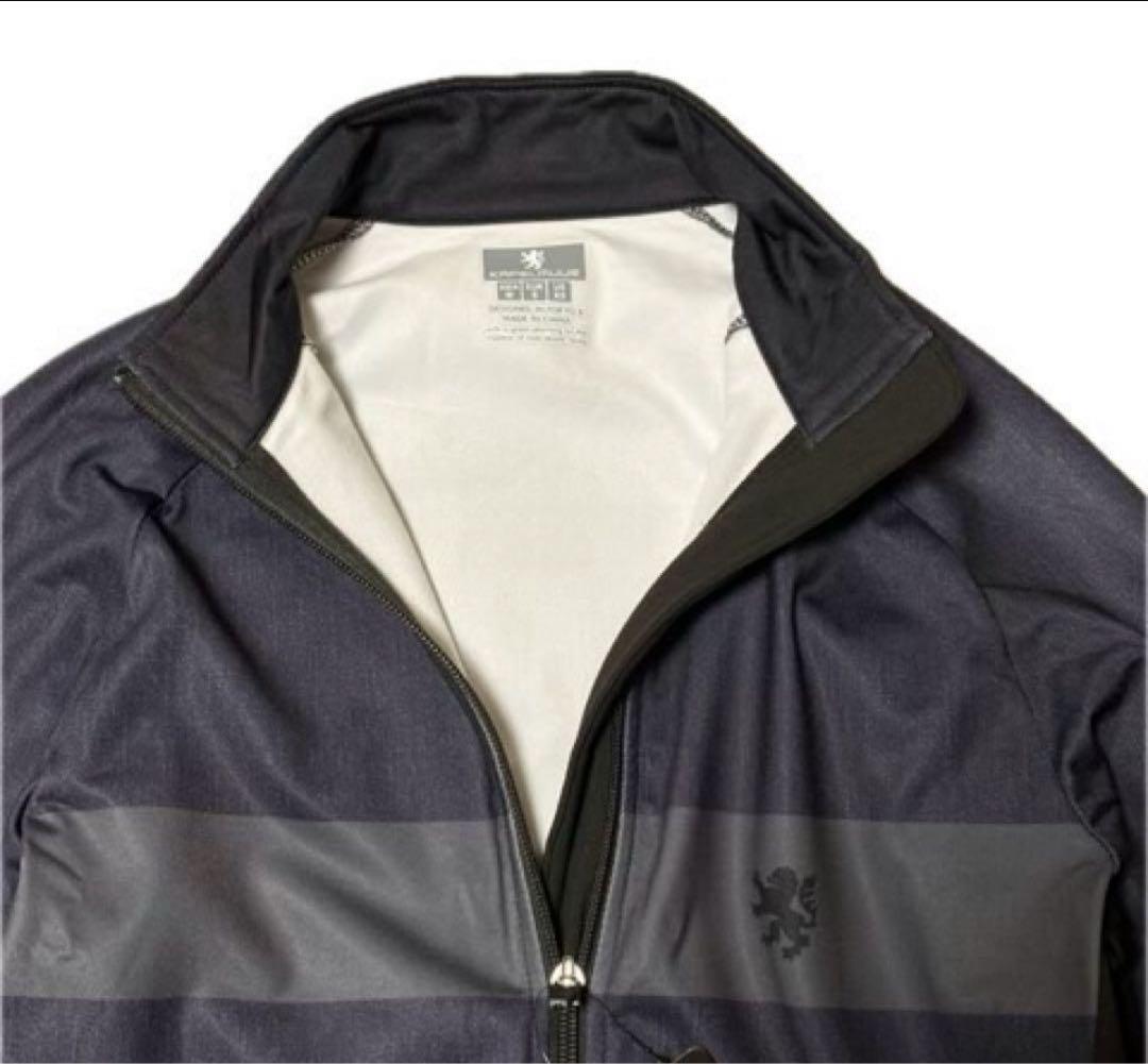 ■新品■　カペルミュール　M　裏起毛ジャケット　グレー　ボーダーデニムプリント