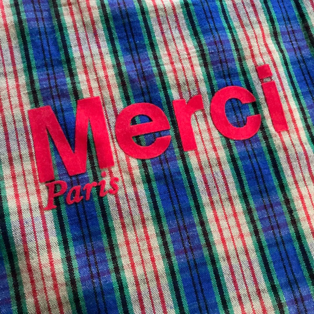 レア　フランスパリ　MERCI チェック　トートバッグ