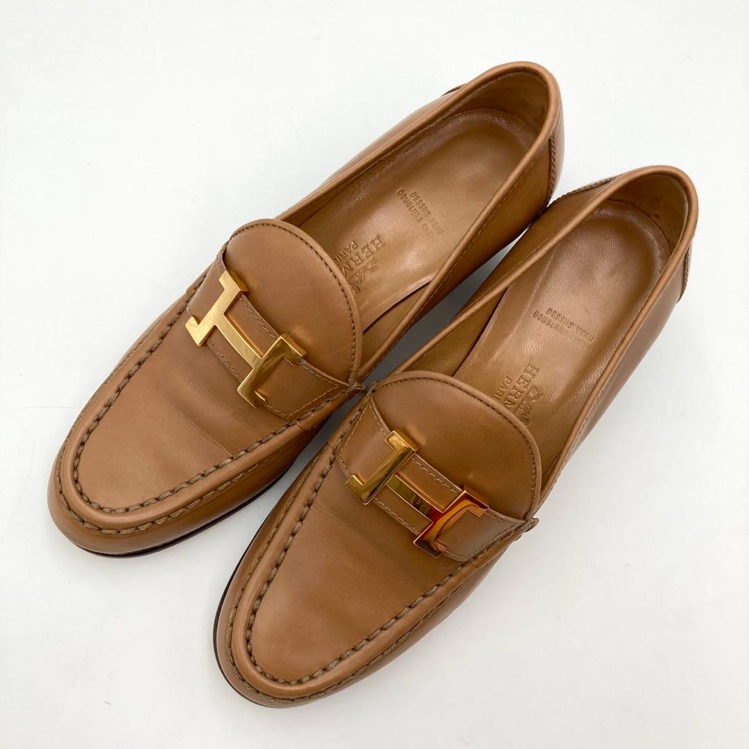 専用品✨ HERMES コンスタンス チャンキーヒールパンプス 革靴 36 茶色