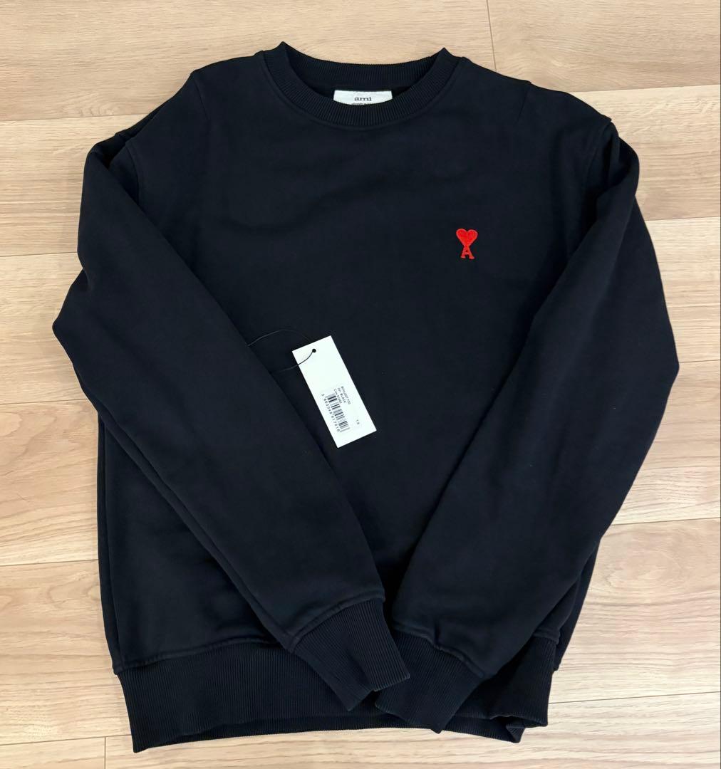 【極美品】AMI Paris アミパリス ハートロゴ スウェット（ブラック・S)