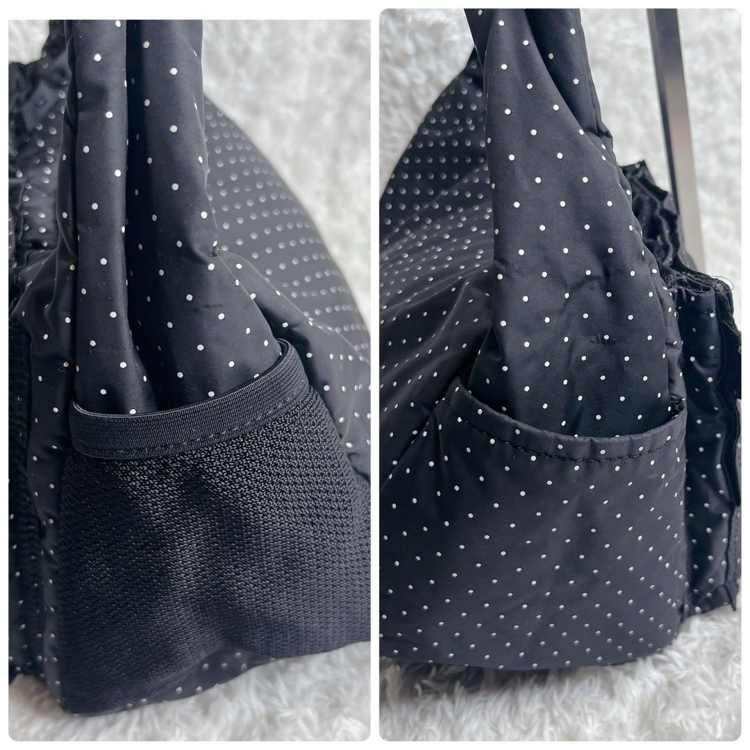 HEAD PORTER BLACK BEAUTY ドット ショルダーバッグ 黒