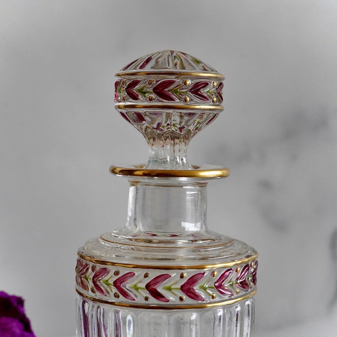 可憐なオールドサンルイ【ローリエ】金彩エナメル彩クリスタル香水瓶 Mサイズ★美品