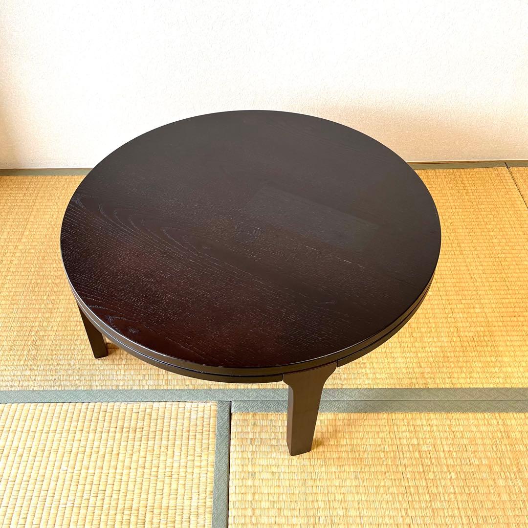 木製アンティーク 円形リビングテーブル ちゃぶ台（直径80cm 高さ35cm）