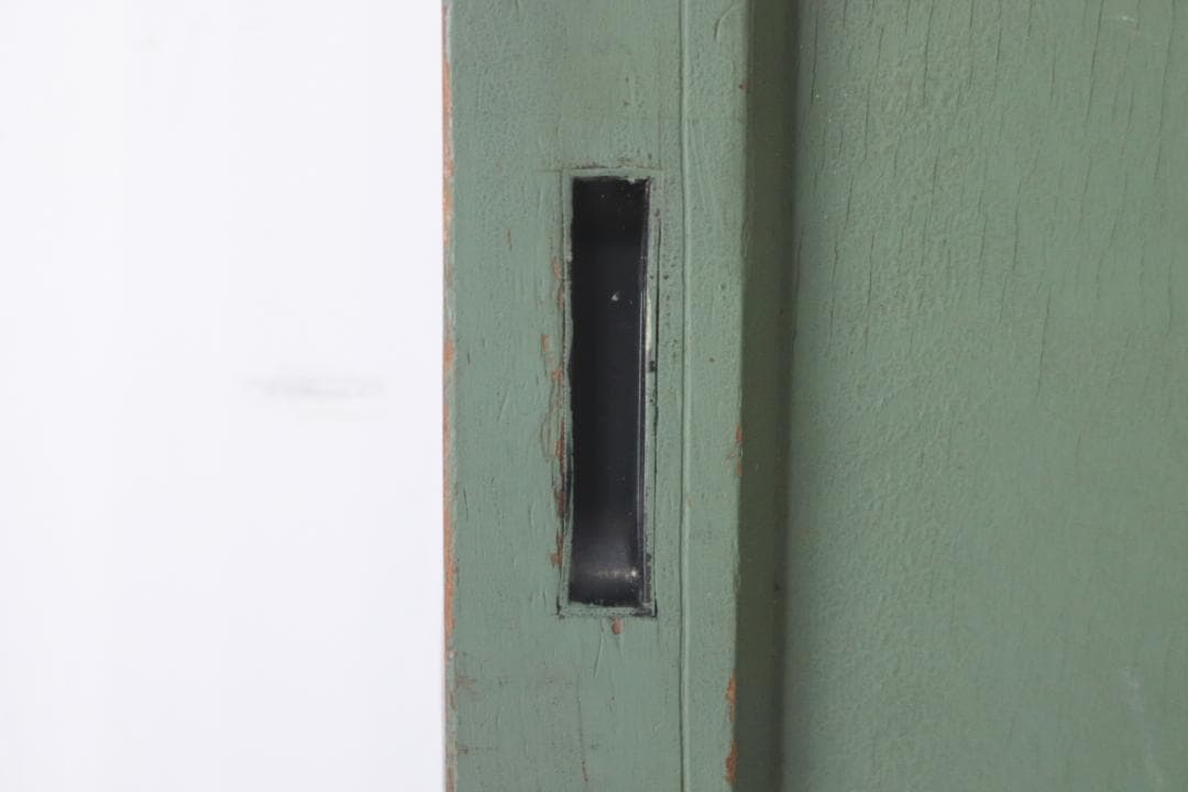 レトロ 建具 扉 引き戸 ドア ペイント 緑 花柄 木製 ヴィンテージ 2
