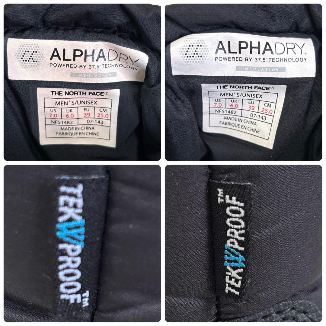 防水✨ノースフェイス スノーブーツ ヌプシ ブーティー アルファドライ 黒 25