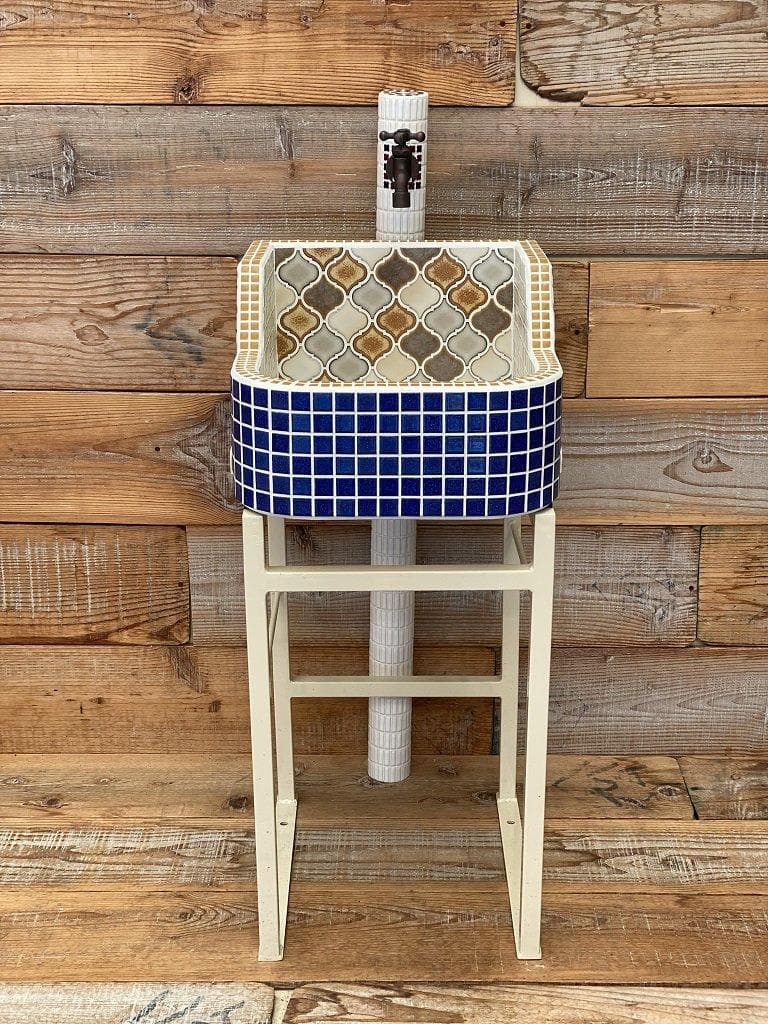 作善堂タイルシンク流し台 モザイクタイル 日本製 オシャレ雑貨 LS013