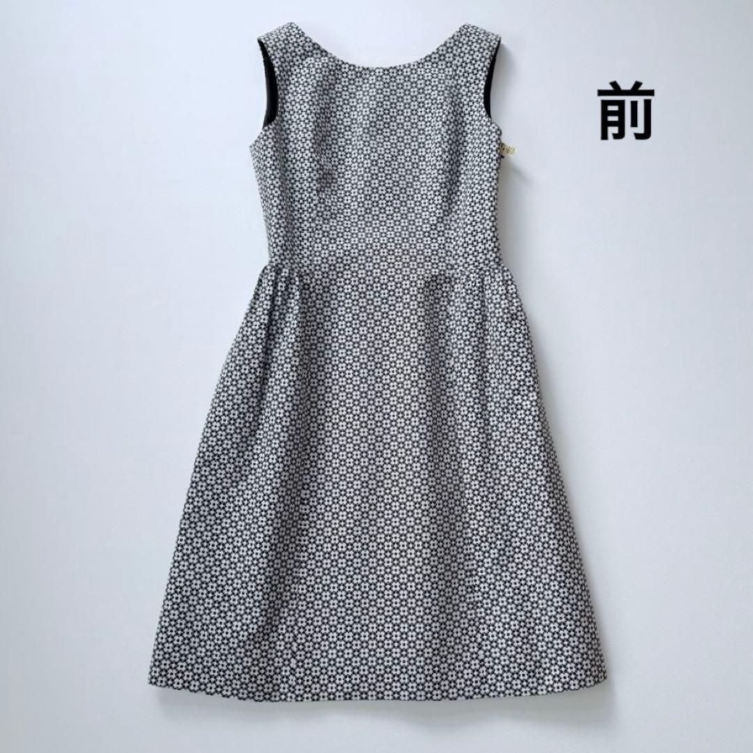 美品✨ルネ　リボンブローチ付き　カメリア総柄ワンピースドレス　クリーニング済　M