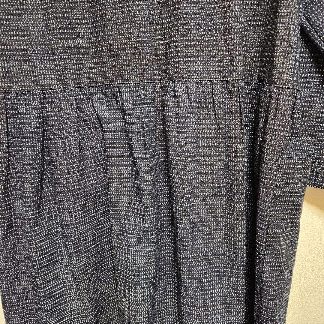 （12/31まで）　久留米絣　書生絣　リメイクコートワンピース　Lサイズ