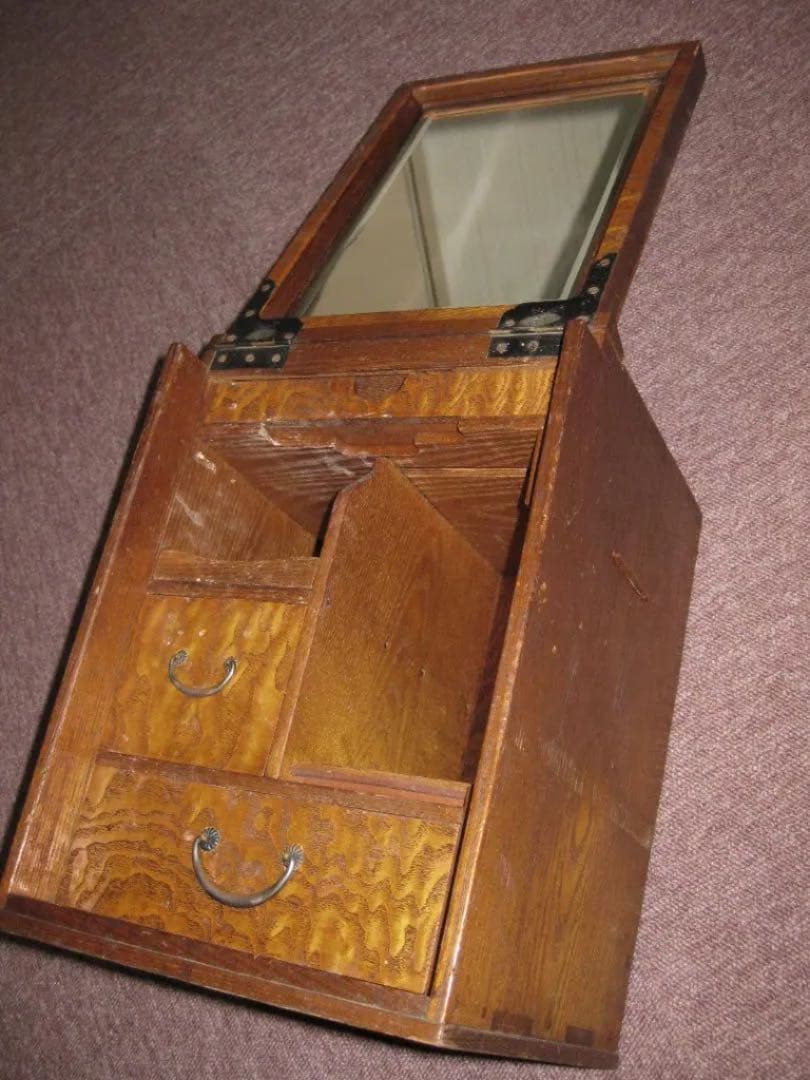 姫鏡台レトロ  折り畳み 化粧台 卓上 鏡台  化粧箱  ドレッサー 芸者