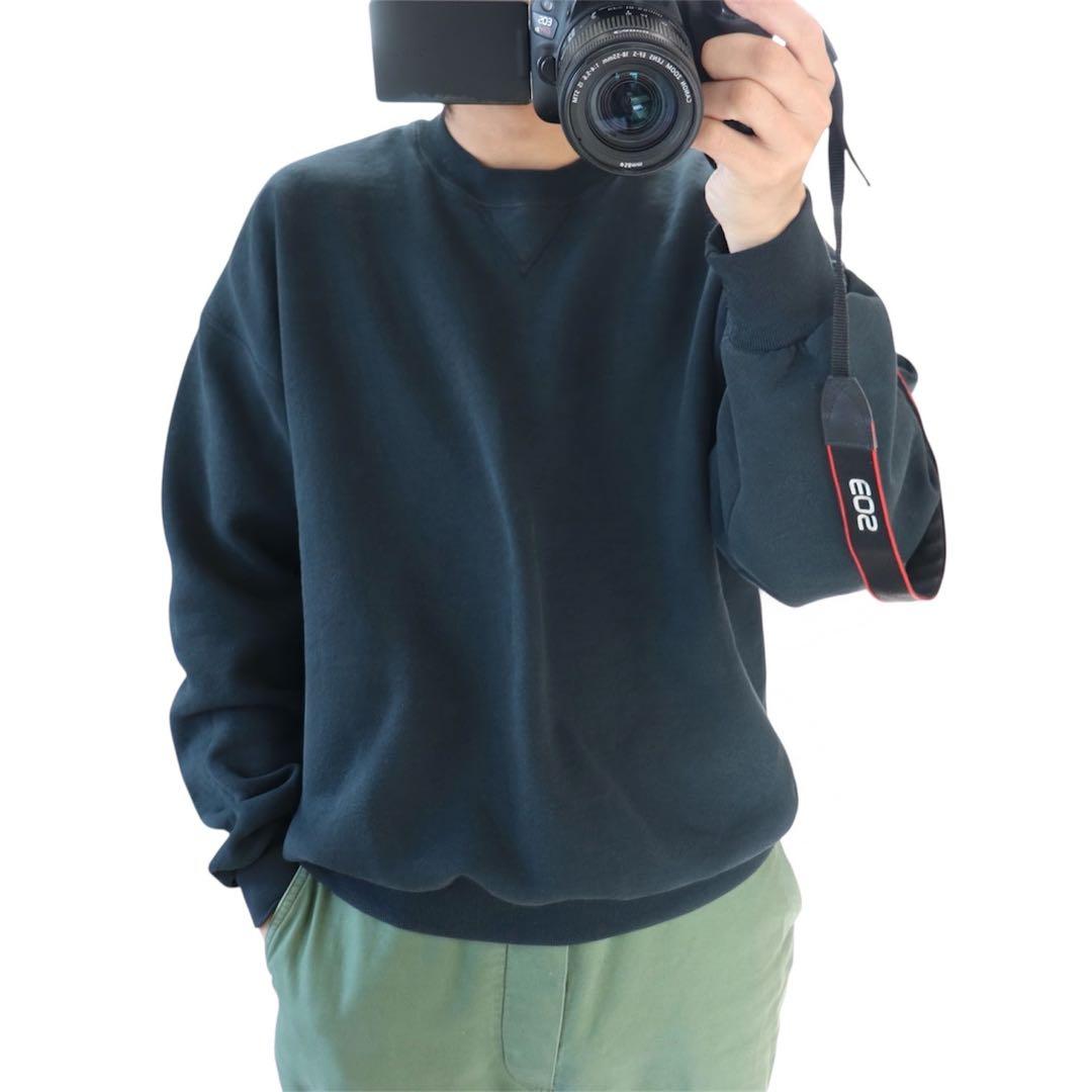 USA製 ブラック 90s Russell ラッセル スウェット 無地黒 XL