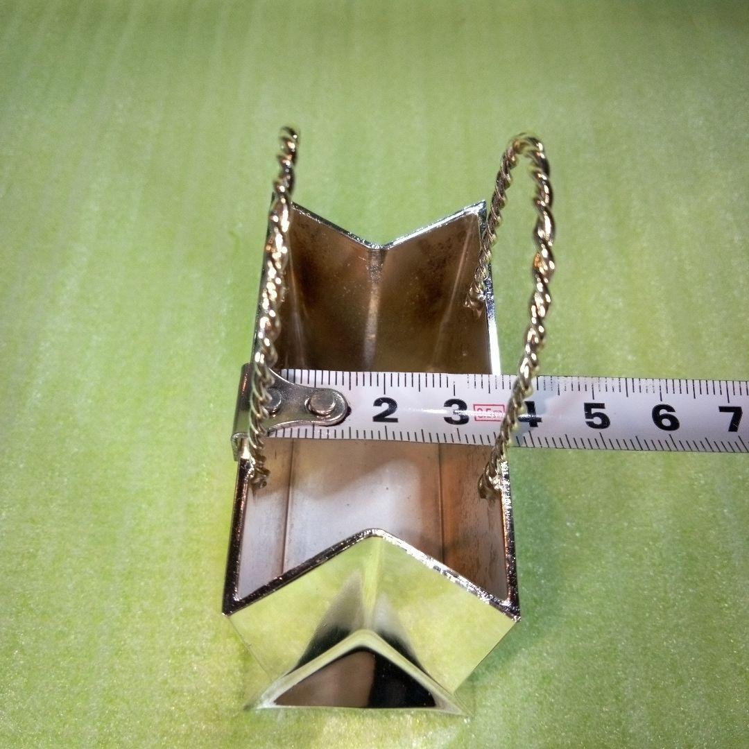 手提げ袋型金属製オブジェ　ショッピングバッグ　ミニチュアバッグ　置物　メタル