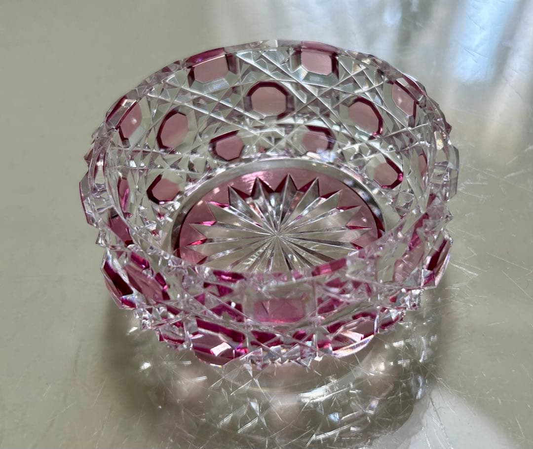 江戸切子　八角籠目　小鉢　3色セット　瀧澤利夫作