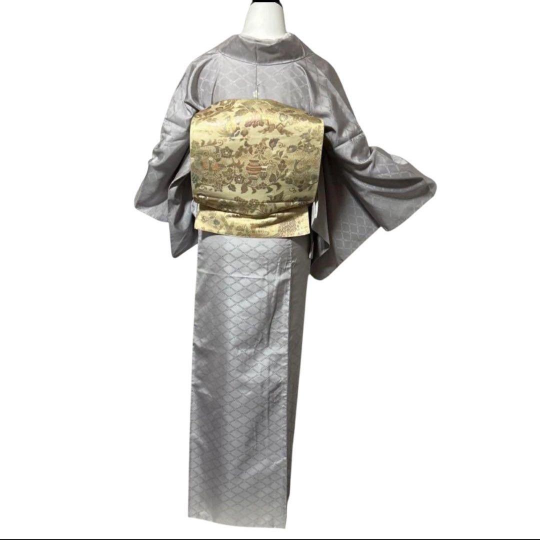 未使用近い　美品　袷　正絹　大島紬系　白山紬系　紋付　訪問着　フルセッ