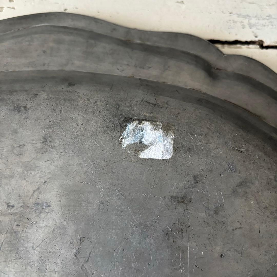 アンティーク ピューターオーバルプレート フランス 花リム