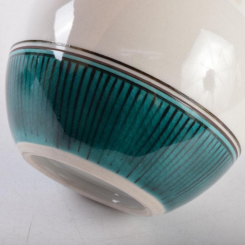 九谷焼　三代三ツ井為吉作　色絵松竹梅文　瓢箪徳利　一對　共箱　C　R8925