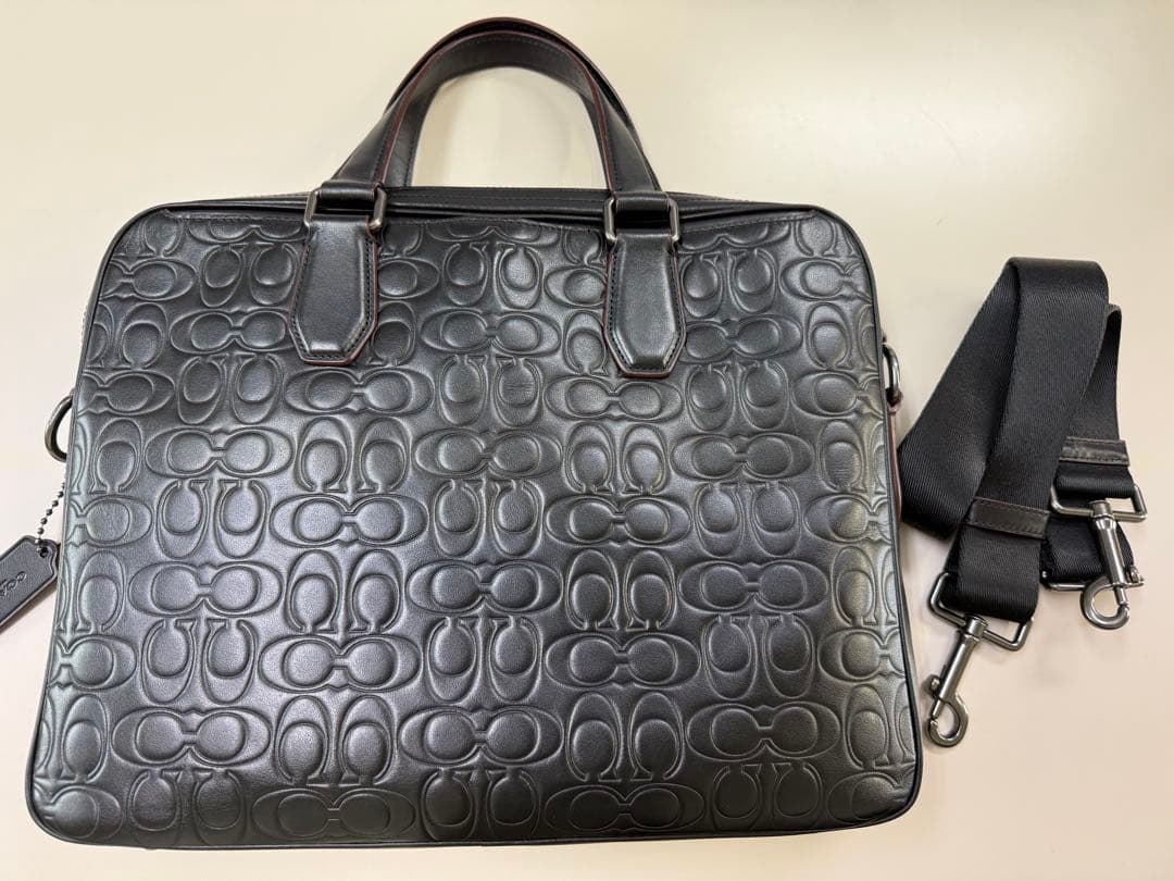 COACH コーチ　ビジネスバック　ケネディ ブリーフ シグネチャーレザーバック