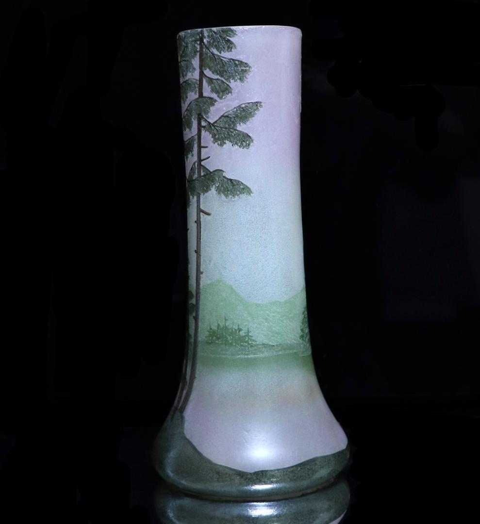 フランソワ・テオドール・ルグラ 26cm 丸型 湖水風景文 アンティーク大型花瓶