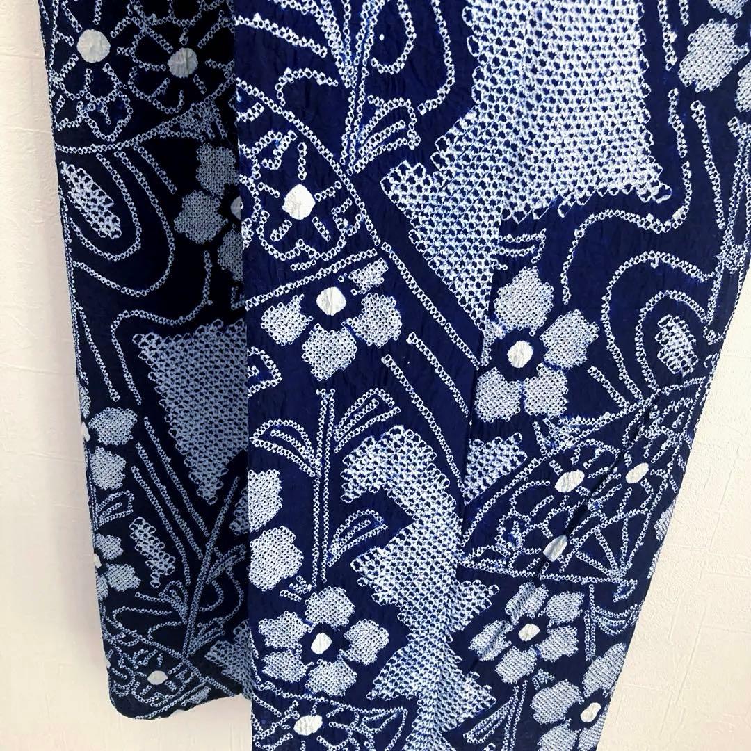 poko 有松絞り・有松鳴海絞り浴衣　手縫い　花繋ぎ　身丈154 No55