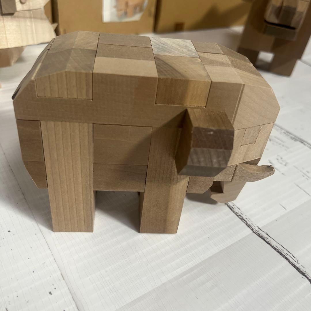 山中組木　yamanaka kumiki 動物セット　ブタ　カバ　ゾウ　ライオン