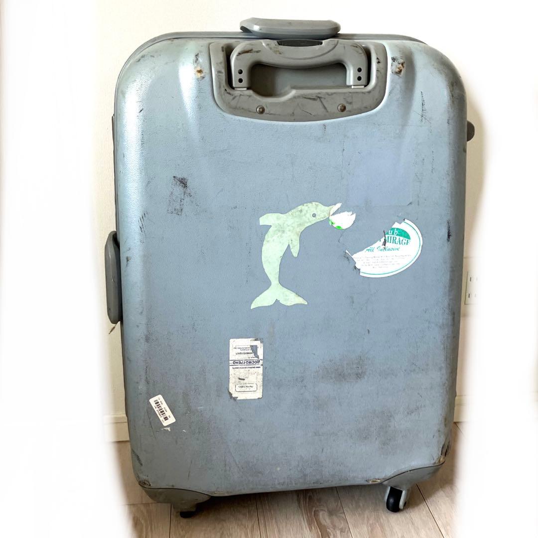 【匿名配送　ヴィンテージ】 スーツケース L 大　ブルー　ステッカー　海外旅行