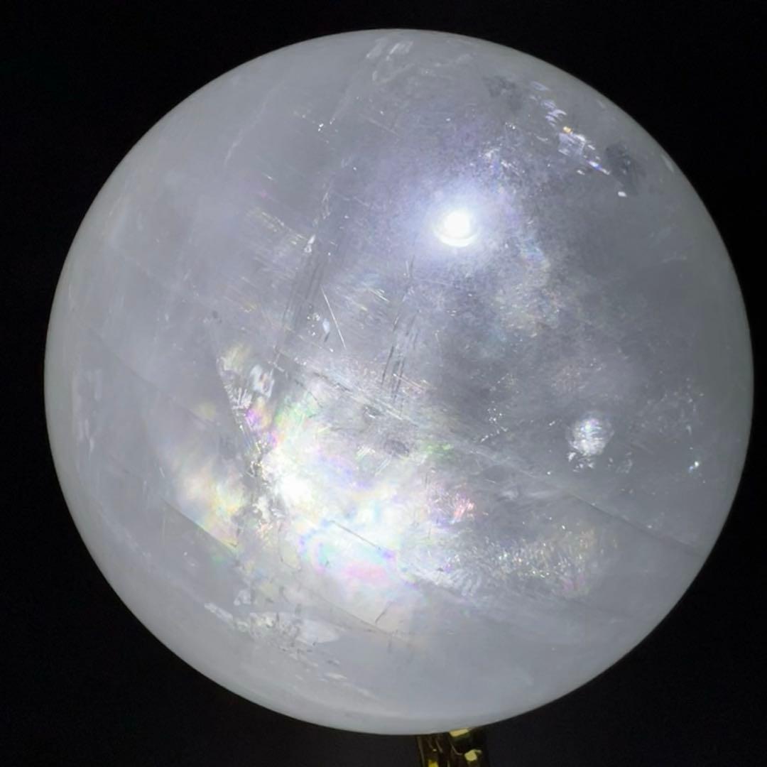 ✳️超美白大宝珠✨美しいレインボー✨極上 ホワイトカルサイト 丸玉 天然石 他1点