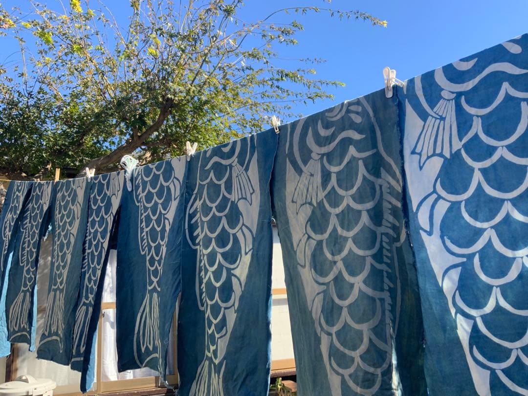 藍染め　鯉のぼり　３体セット　名入れあり　手染め