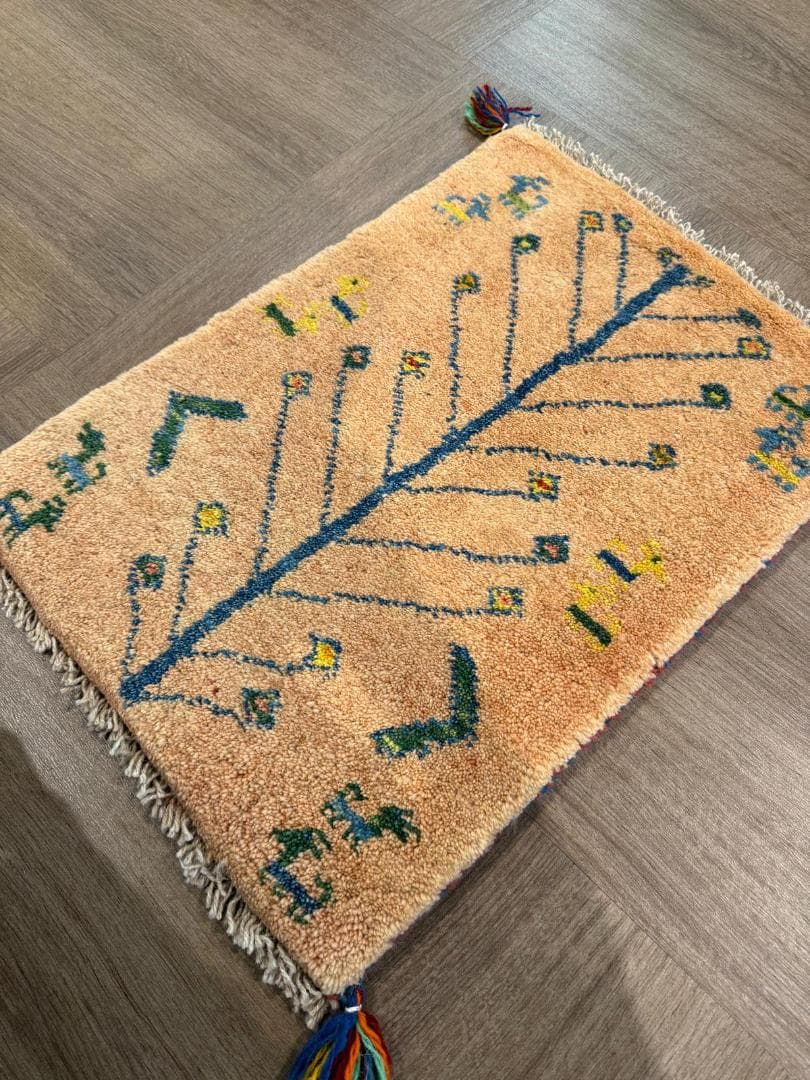 ギャッベ 58x43cm ペルシャ絨毯 手織り ギャベ 玄関マットラグ 絨毯