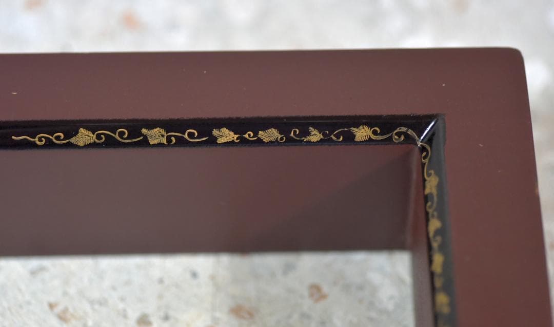 値下げ、豊悦作　真塗唐松模様炉縁　囲炉裏/お茶道具