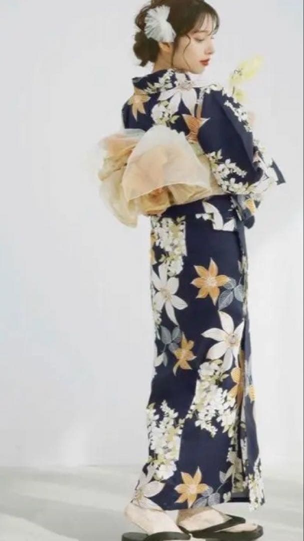 ⭐︎おまけつき⭐︎【幻想鏡花水月(柑橘)】浴衣セット(ゆかた・帯・下駄)