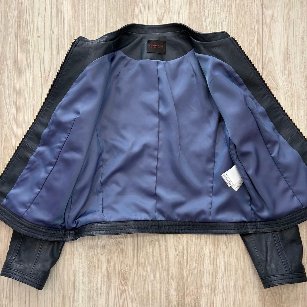 【美品】23AW TOMORROWLAND レザージャケット 40 ネイビー