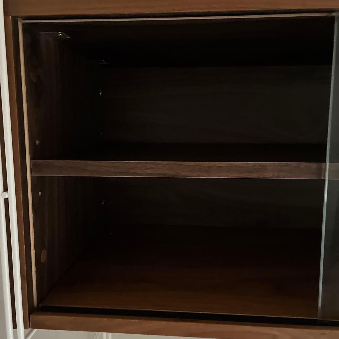 お値下中！無印良品スチールユニットシェルフ ウォールナット材ガラス扉付組み立て済