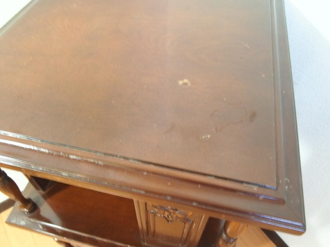 【良品】徳田家具 TOKUDA アンティーク調 キャスター付ブックスタンド/本棚