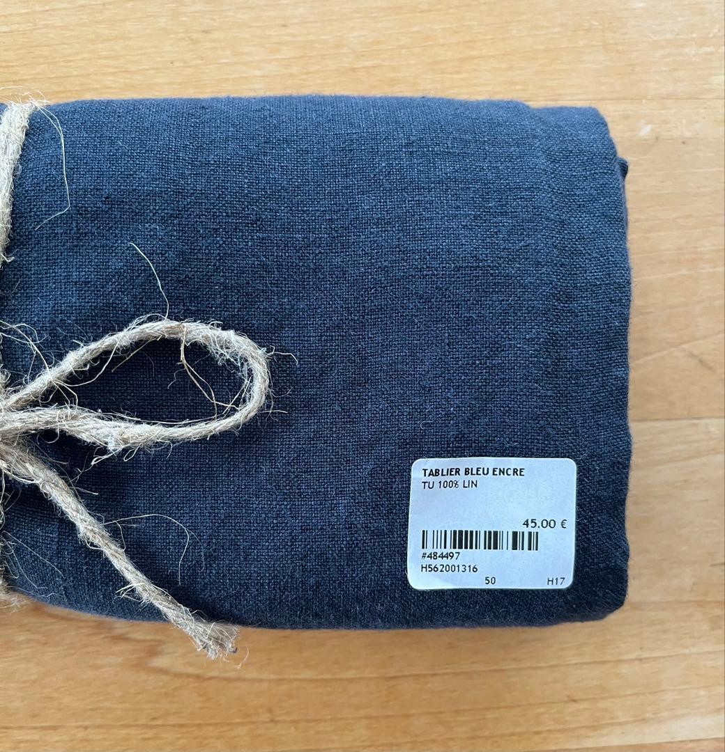 【新品未使用】メルシー　merci リネン　エプロン　ネイビー