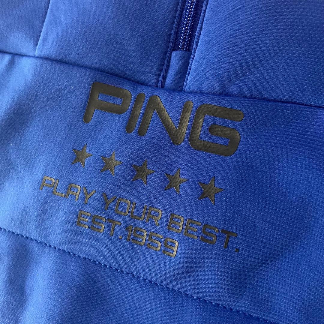 【新品】PING 2024年　キルティング ハーフジップシャツ　ブルー　3L