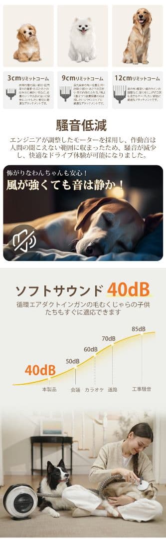 ペットバリカン【無線充電式ストレスフリー】 犬用 猫用 掃除機 5in1 静音