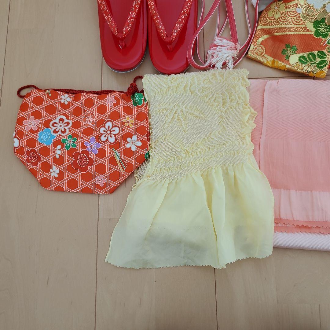 京越 七五三 7歳 女の子 四つ身着物 蝶菊水帯 結び帯 作り帯 帯揚げ付き