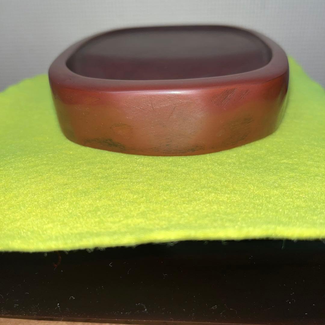 ⭕️岩手県　紫雲石硯　4代　佐藤鐡治　小判型硯　希少　姿が美しい　記念品