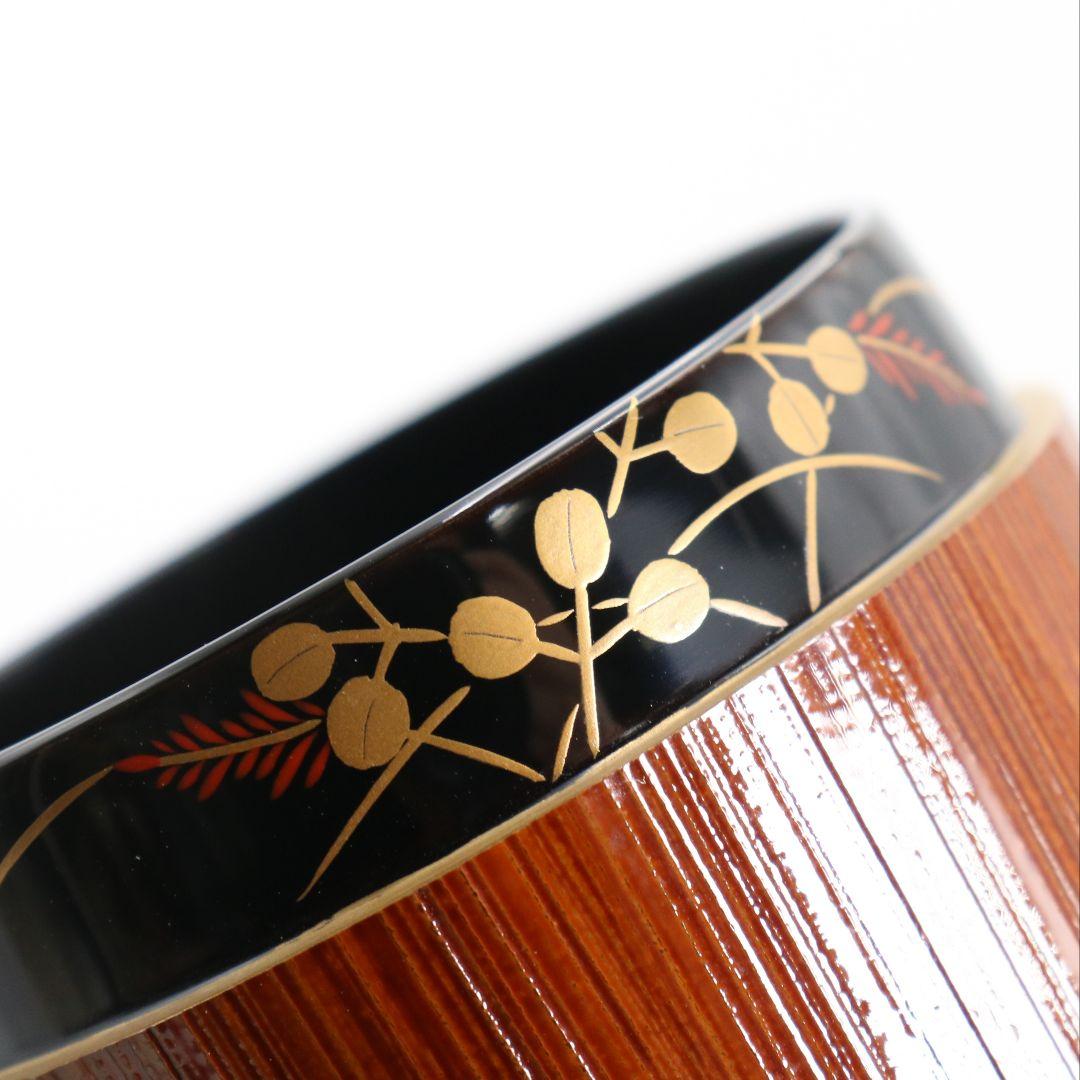 野村政寛(香庵)作 竹塗鈴虫蒔絵 雪吹 薄茶器 茶道具 共箱　V923　N7