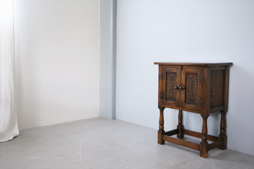 英国アンティーク木製カップボード/キャビネット/キッチン収納/飾り棚92-230