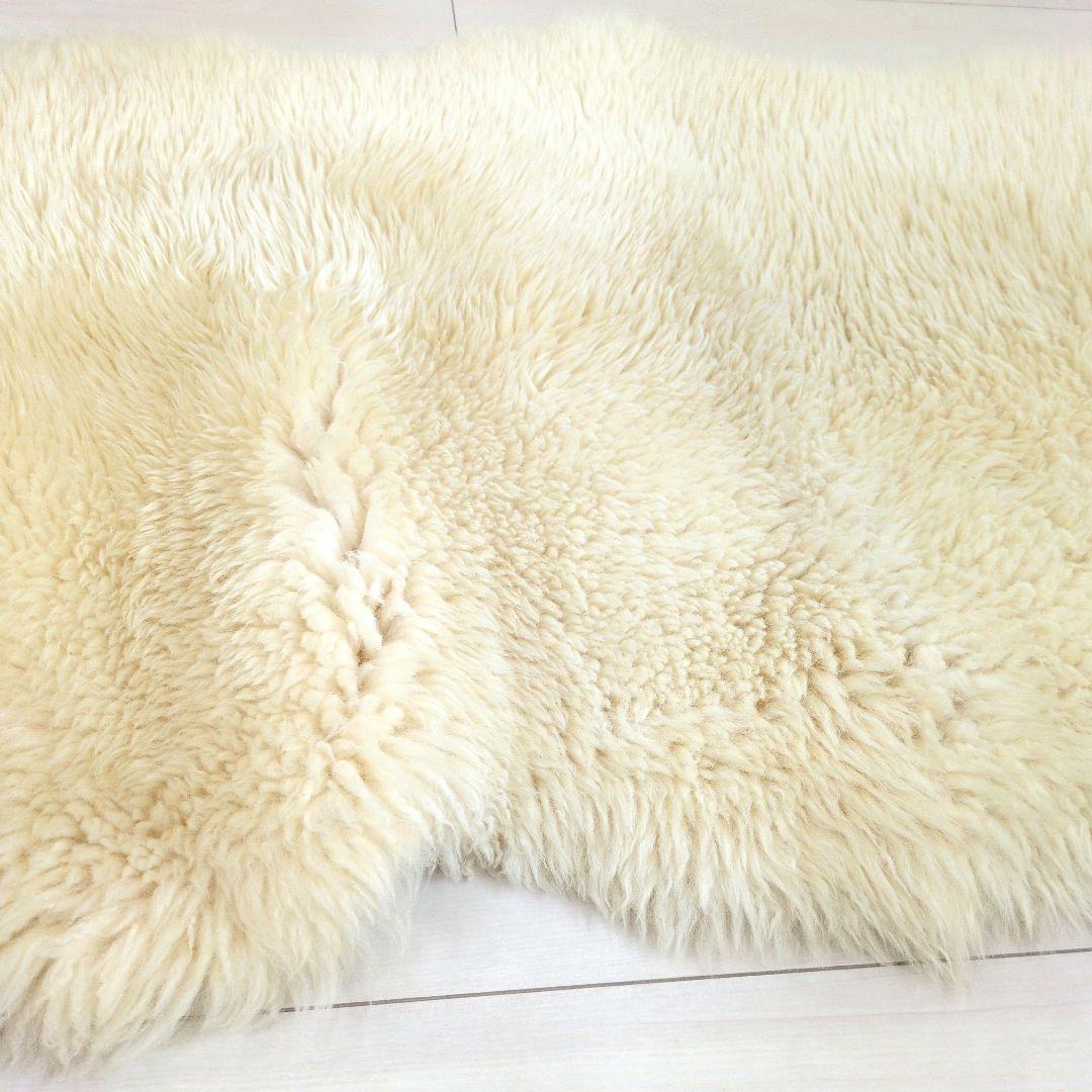 ムートン　本革　オーストラリア羊毛　ロング（2メートル×60〜66cm）ベージュ