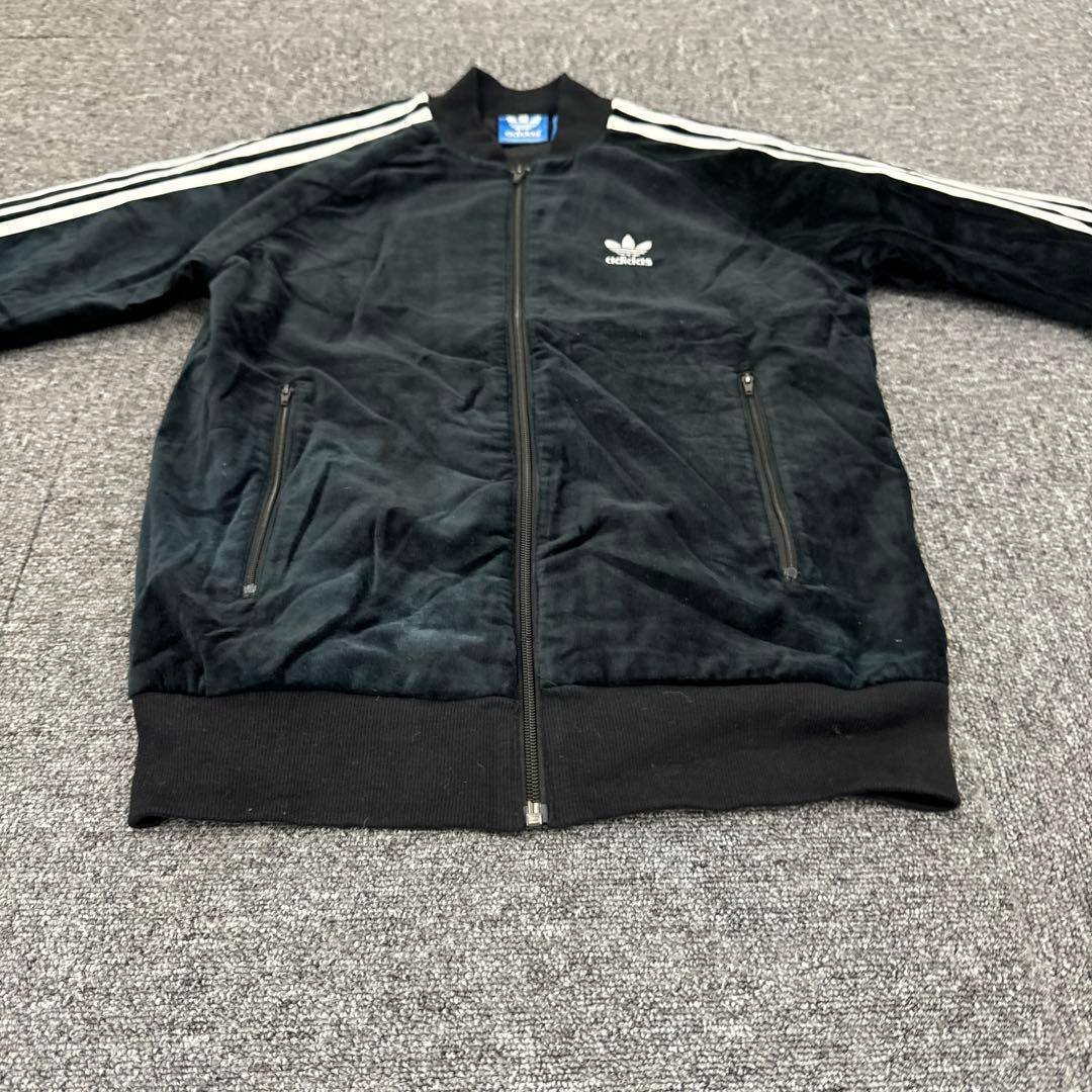 【新品】adidas ベルベット トラックジャケット 黒 S ベロアAO3567