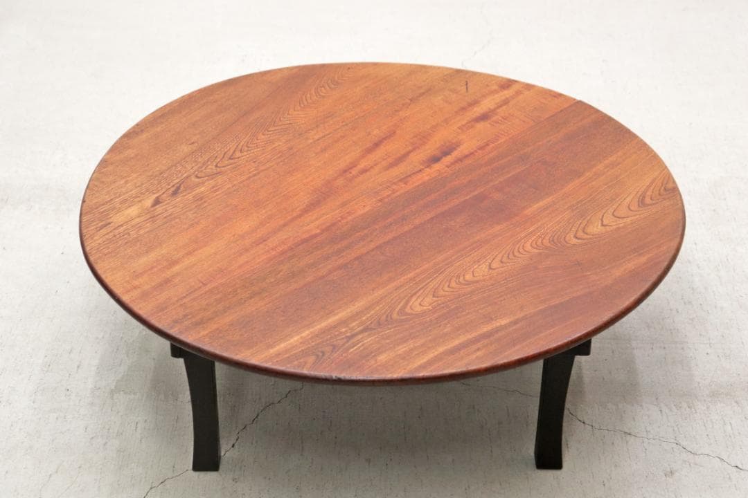 レトロ ちゃぶ台 円卓 円型 座卓 机 ローテーブル テーブル 無垢材 折り畳み