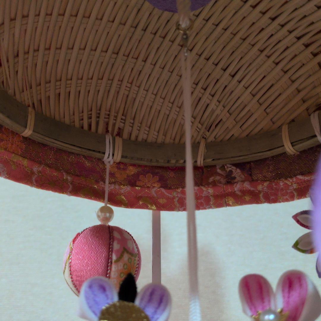 つまみ細工吊るし雛　髪飾り付き　　お雛様　ピンク紫